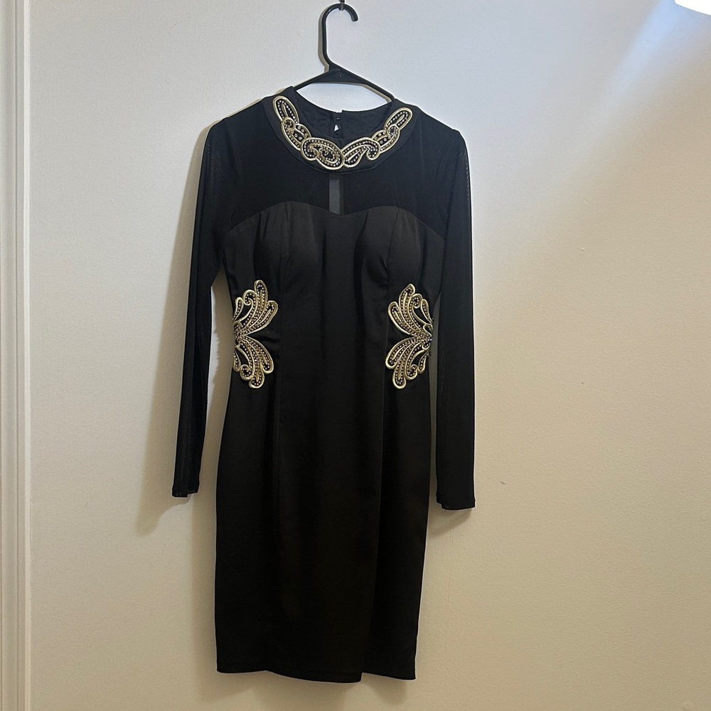 Elegant Black Dress with Gold Accents